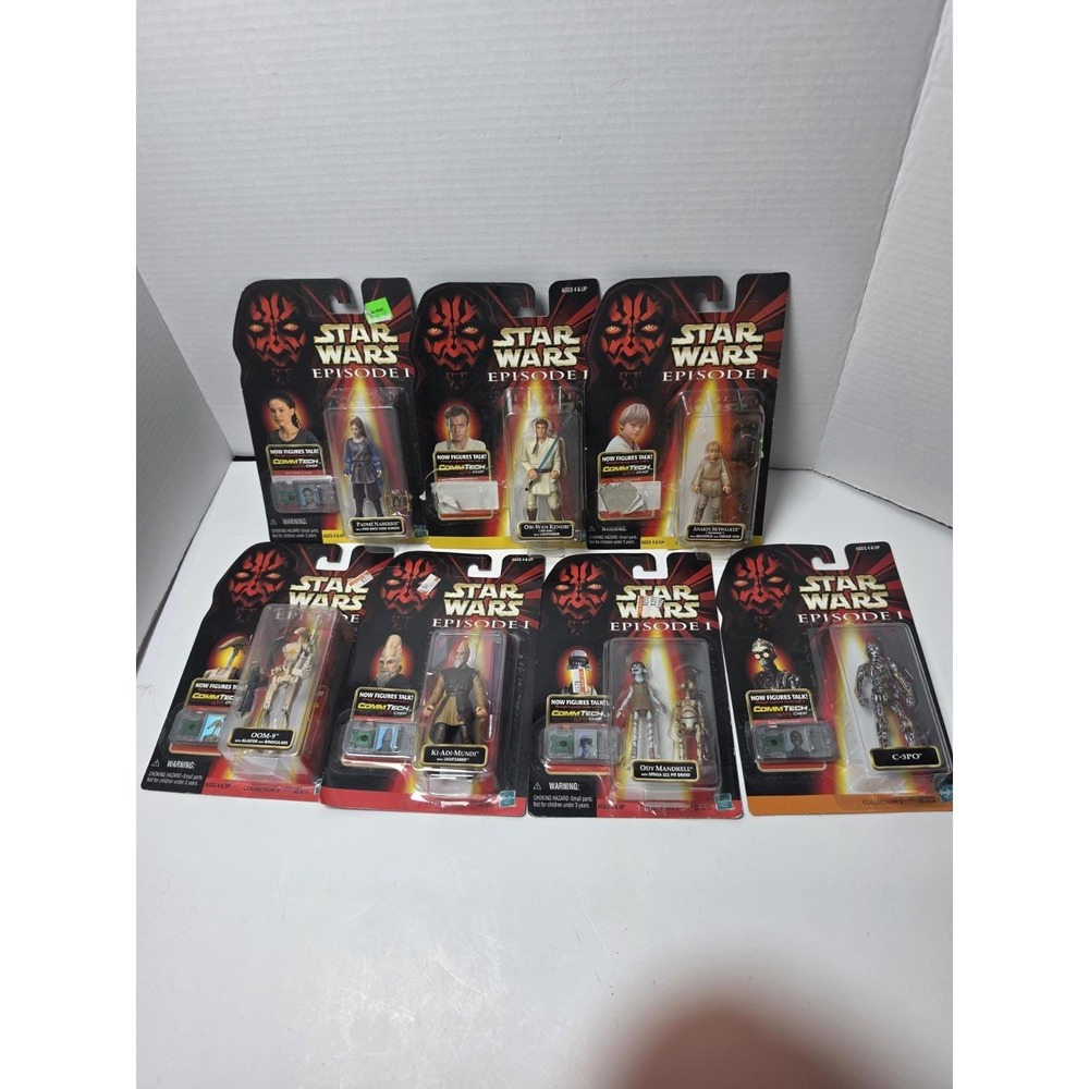 1999 Star Wars Episode I CommTech Figures Lot of 7 Sealed Hasbro Phantom Menace